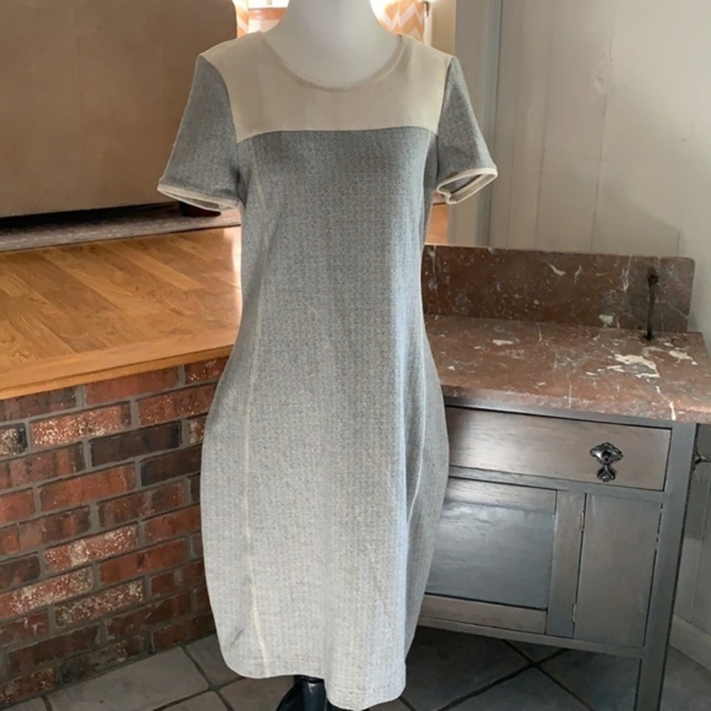 Yest Herringbone & Micro-Suede Sheath Dress Size 6
